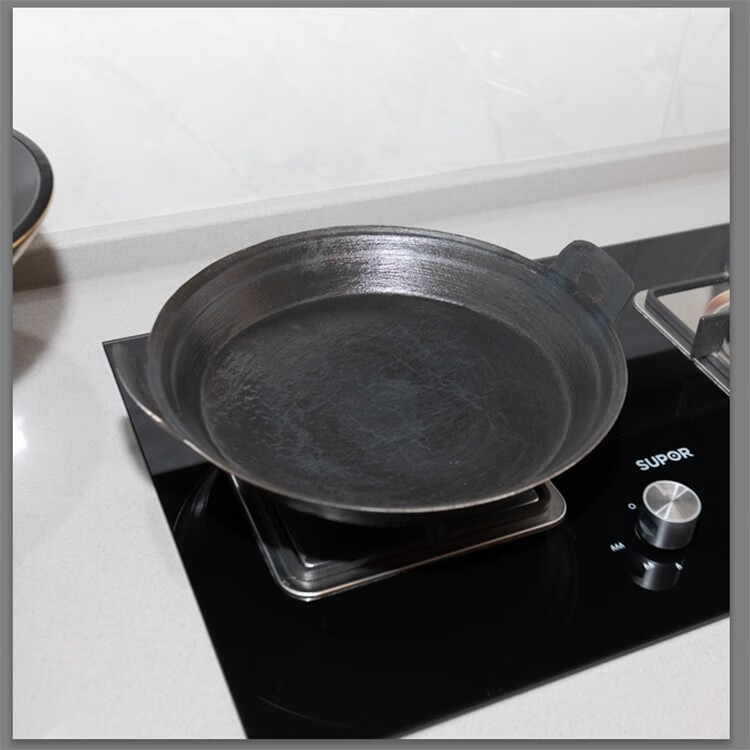 老式铸铁饼铛老式平底煎锅小家用铸铁户外生铁饼铛烙饼无涂层商用摆摊