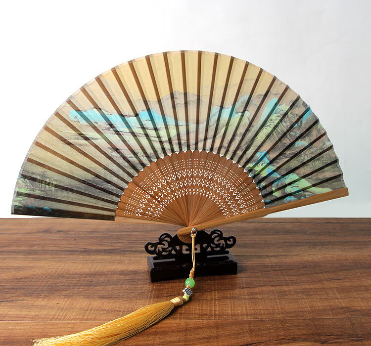 千里江山图艺术折扇中国风丝绸扇子宫廷文创礼品便携折叠扇伴手礼物送