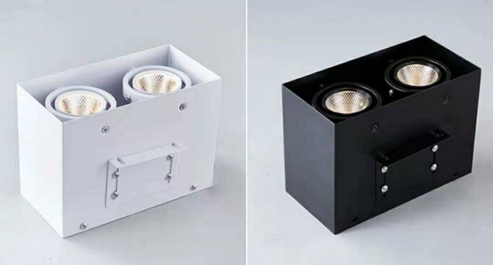 通用铝方通吊顶专用led灯方形方通单双头明装格栅筒灯cob商用斗胆射灯