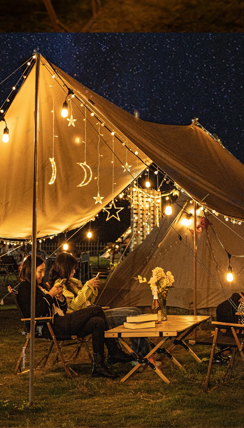 天幕串灯户外露营氛围灯户外露营氛围灯led星星灯野营帐篷灯电池天幕