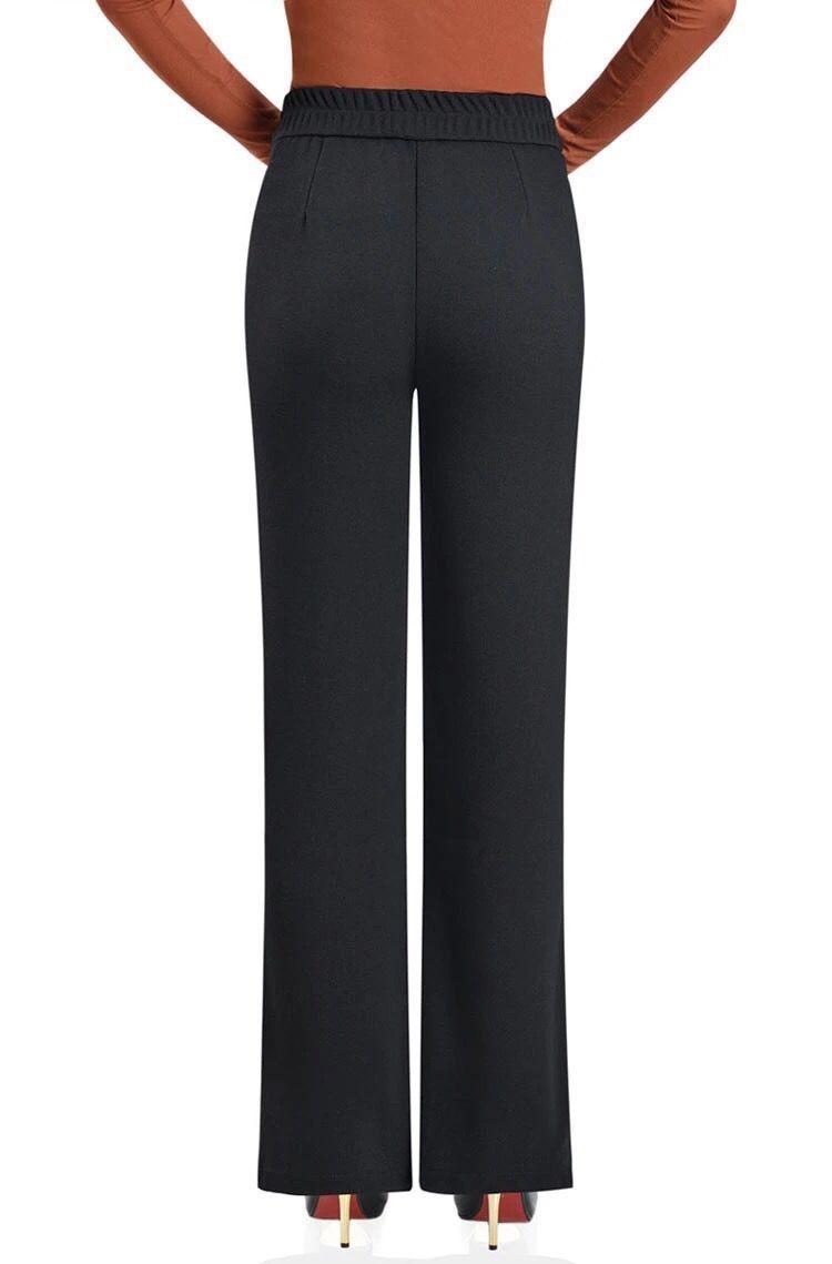 阔腿直筒裤女年春夏高腰显瘦垂感九分裤休闲宽松女士长裤纯黑色九分裤