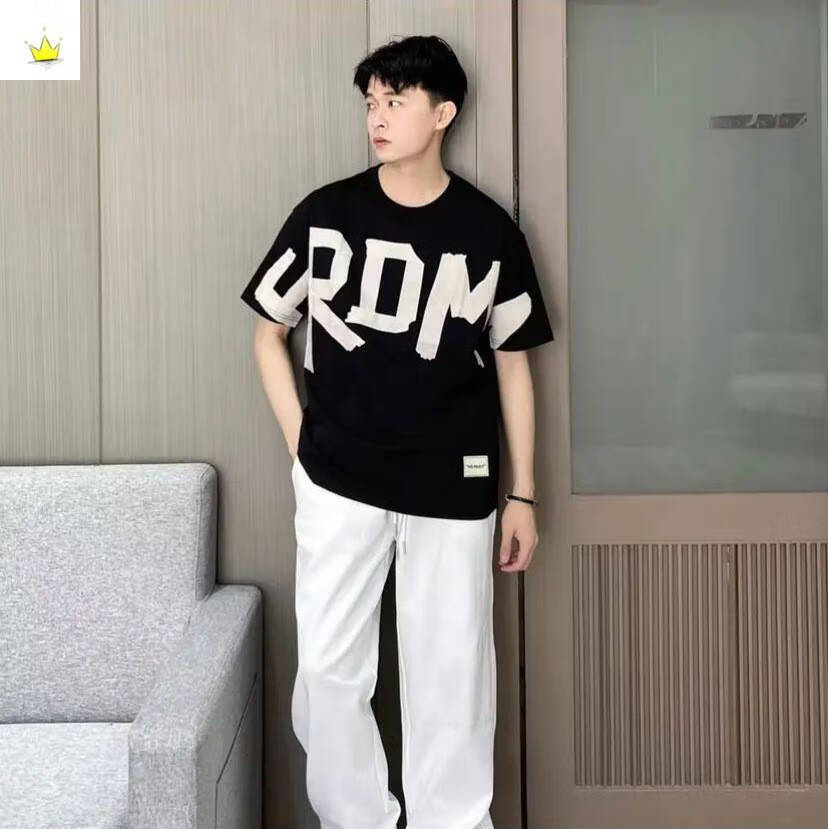 抖音同款北木先生服饰夏款胶印大字母情侣时尚圆领短袖t恤g9966潮绿色