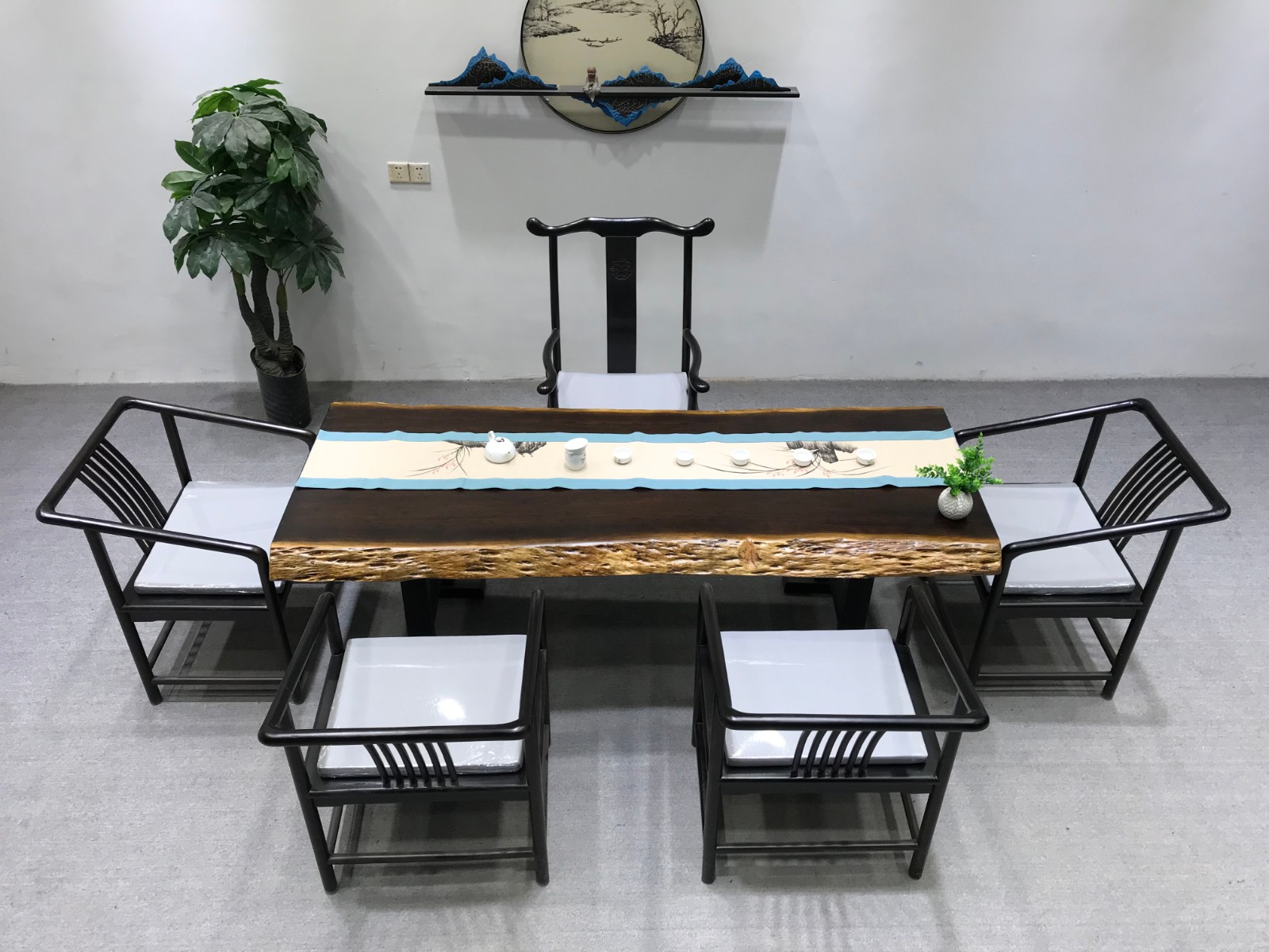 黑金檀实木大板桌黑色檀木茶桌巴花大板原木整板新中式奥坎大板简约