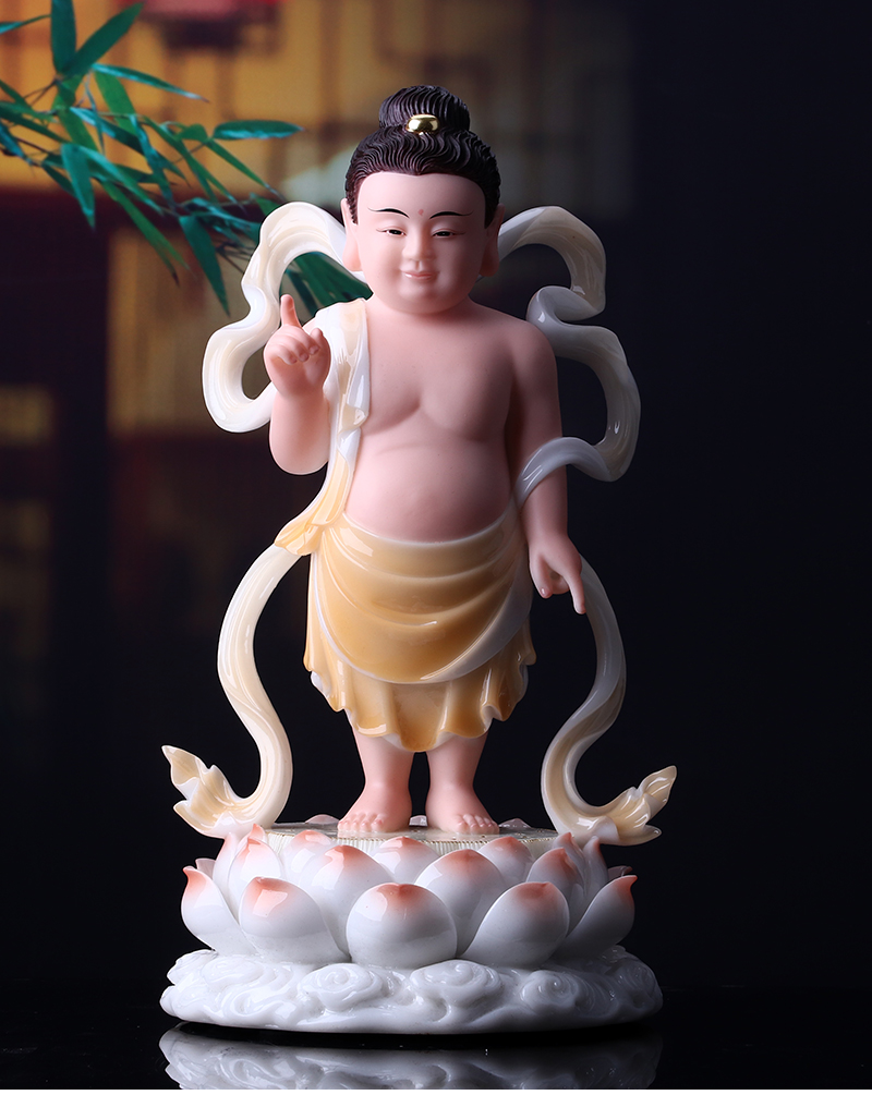 太子佛浴佛防水太子佛像释迦摩尼佛像汉白玉浴佛节摆件浴佛盆16寸4寸