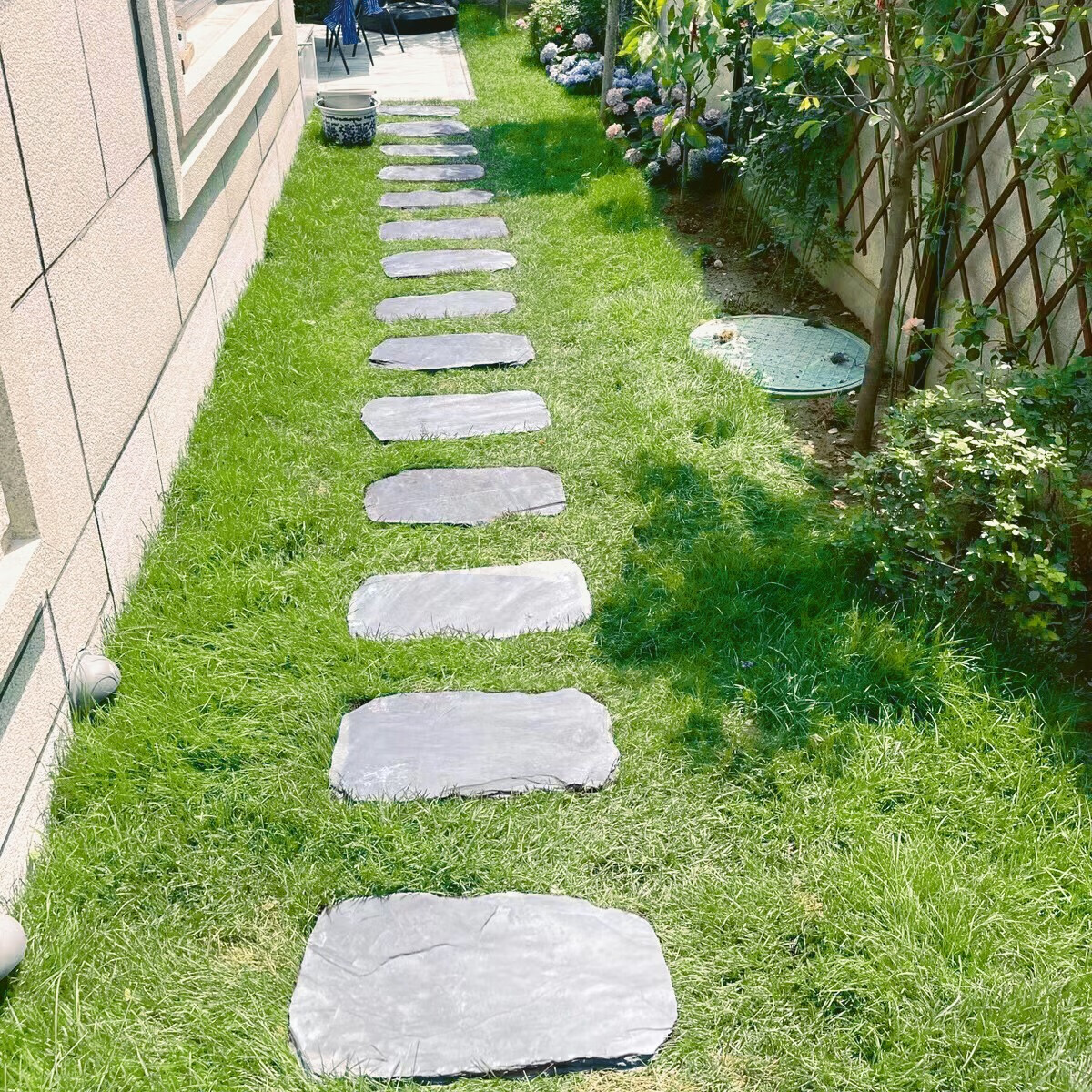天然青石板脚踏园林汀步花园草坪垫脚庭院地砖户外防滑踏步石铺路 不
