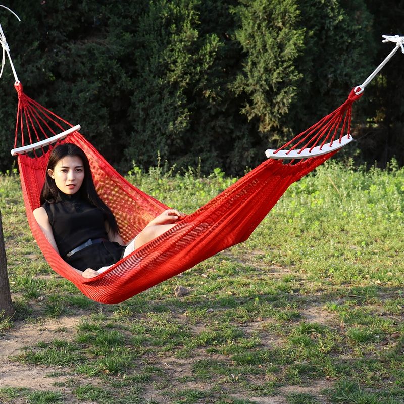 吊床户外单人冰丝网状吊床室内学生宿舍寝室吊椅室外儿童秋千 无棍