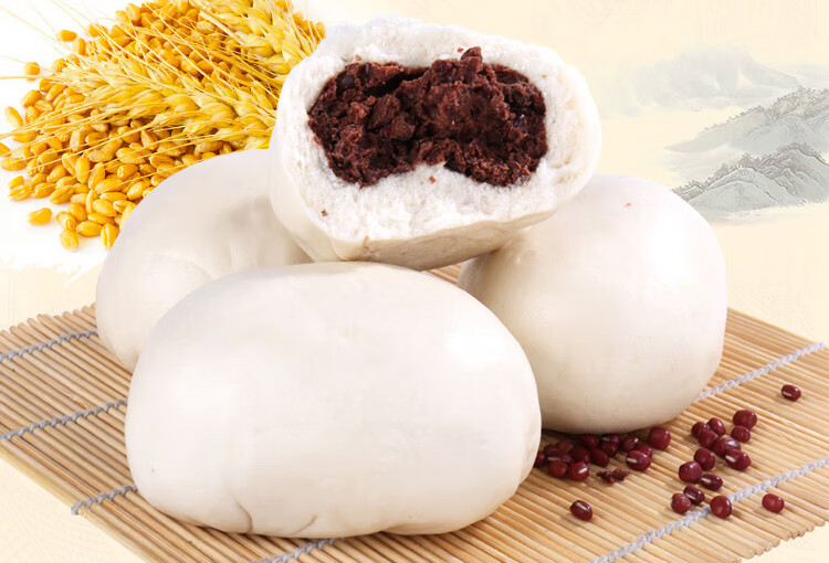 魃鲜大豆包豆沙包山东特产手工老面豆沙包红小豆早餐面食包子 10个装