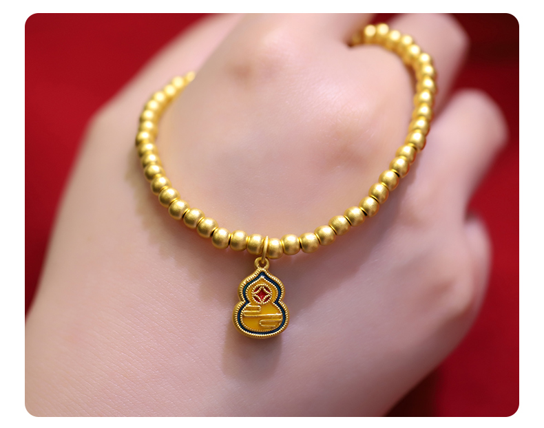 老凤凰款古法黄金传承手串金转运珠手链女款999足金福禄如意修行念珠