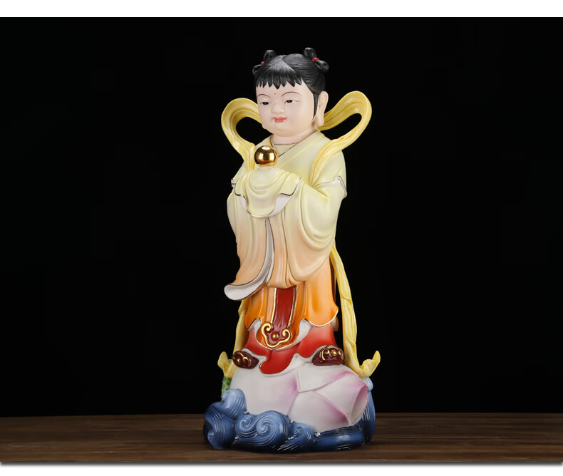 善财童子龙女神像陶瓷金童玉女供奉观音佛像摆件 14寸(高35厘米)一对