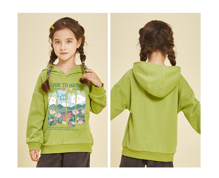 Jeanswest Girls' Sweatshirt, Spring And Autumn Style 2025, Sweet-Style Top for Girls, Children's Hooded Clothing, Casual Autumn Wear for Older Kids 13