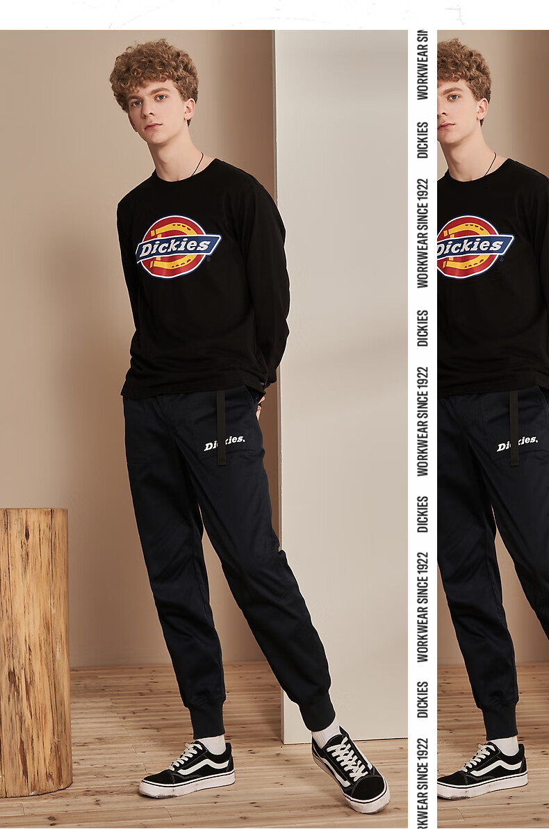 帝客(dickies)dickies大logo印花加绒圆领卫衣 男士秋冬季舒适套头