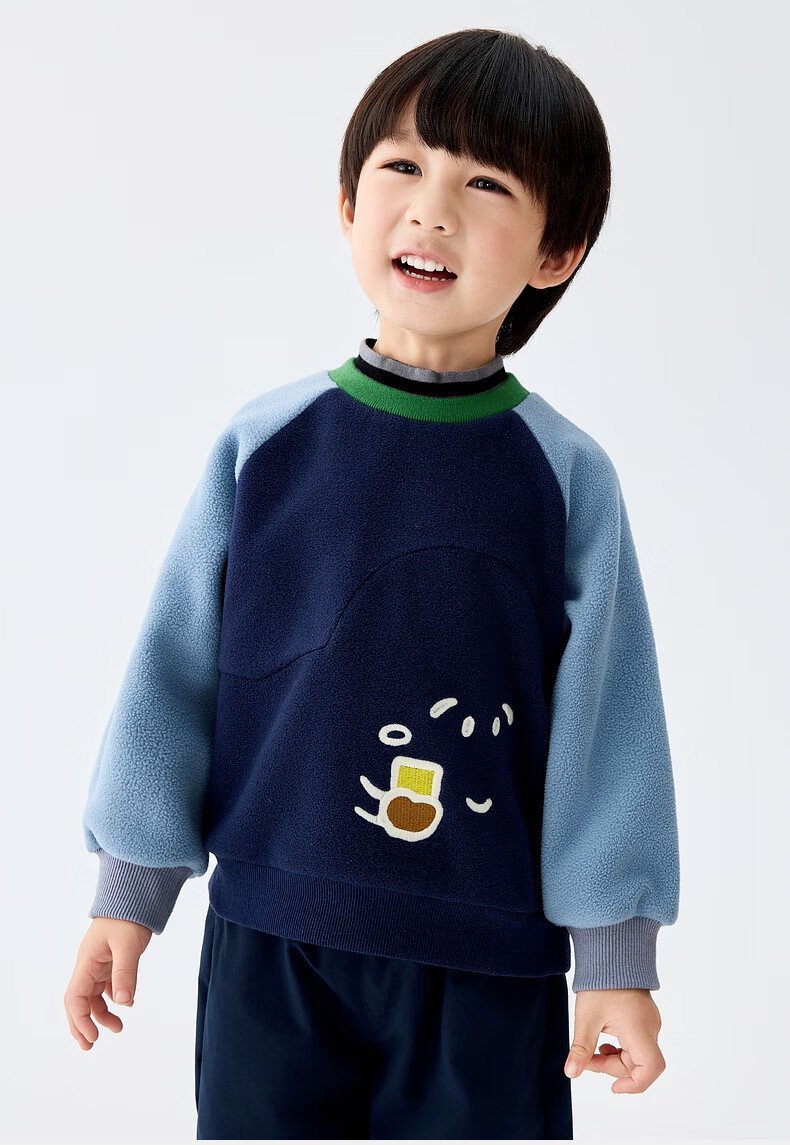 M.Latin Children's Sweatshirt, Winter 2025 New Style, Girls' Toddler Fleece Semi-Turtleneck, Contrasting Color Round Neck Sweatshirt 8