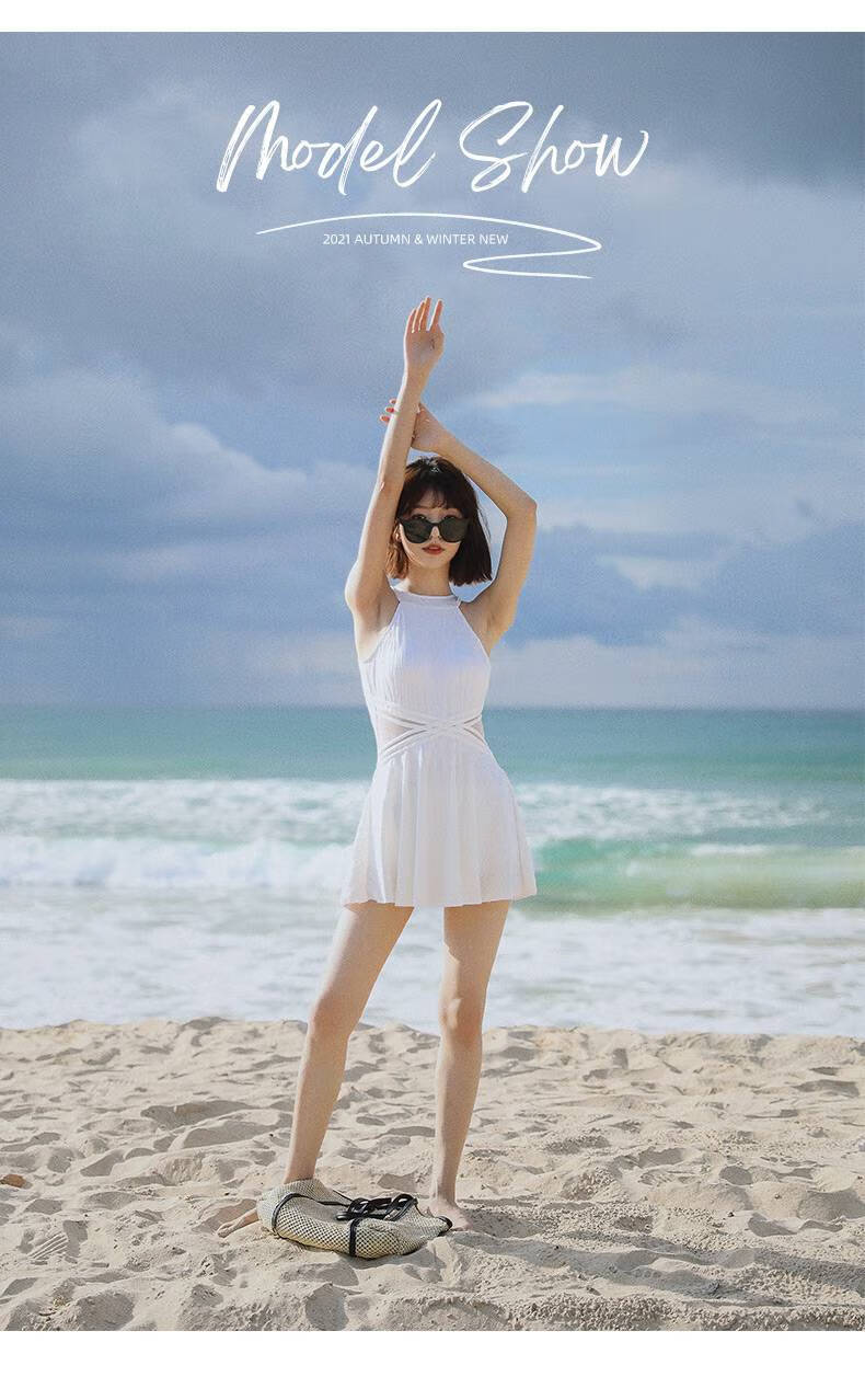 泳衣女夏季微胖女孩保守 白色泳衣女夏季高级感2022保守连体衣裙式