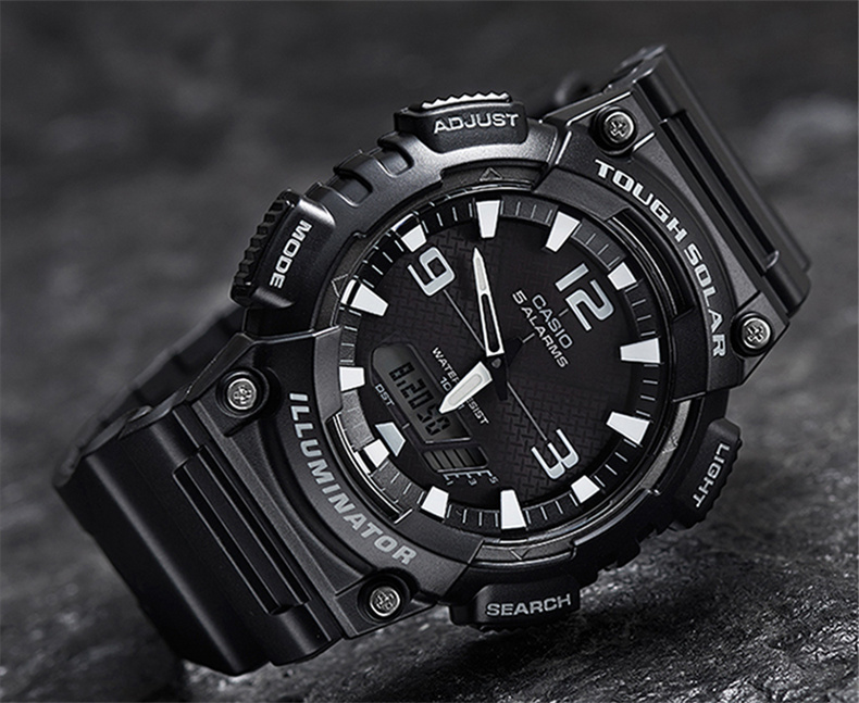 卡西欧手表太阳能运动电子小黑表男学生石英表aq-s80w aq-s810w-1bvdf