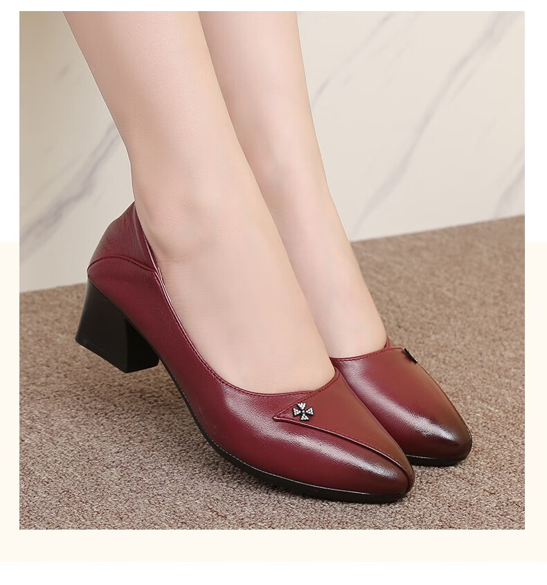 婚礼婆婆婚宴喜妈妈鞋子春秋款婚庆喜婆婆中跟旗袍结婚鞋中年皮鞋品质