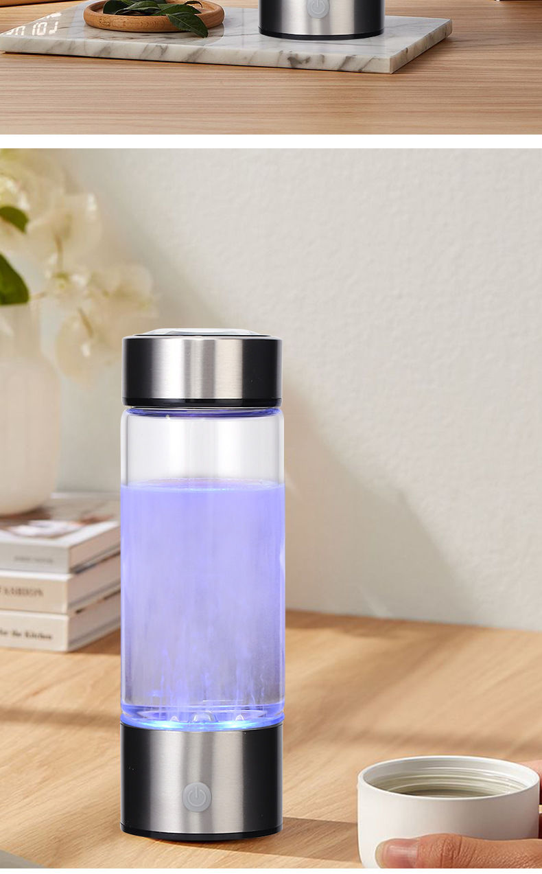富氢杯富氢水杯充电式水素杯氢分子弱碱性制氢水杯制氢水 光亮银色