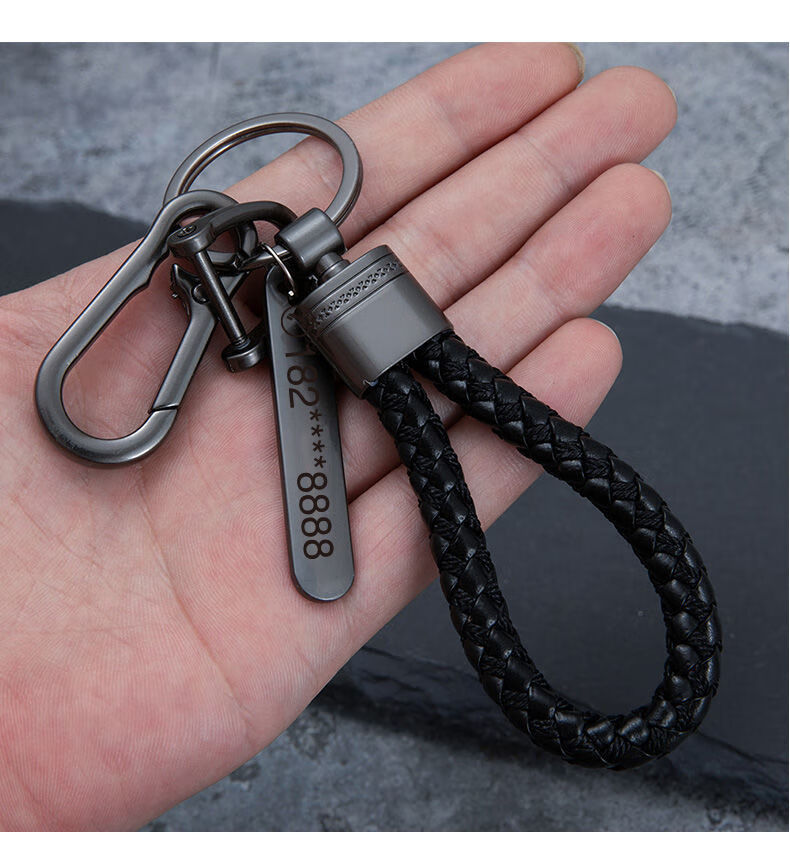 金属男士钥匙扣创意锌合金腰挂定制刻字防丢汽车钥匙链摩托车黑色b