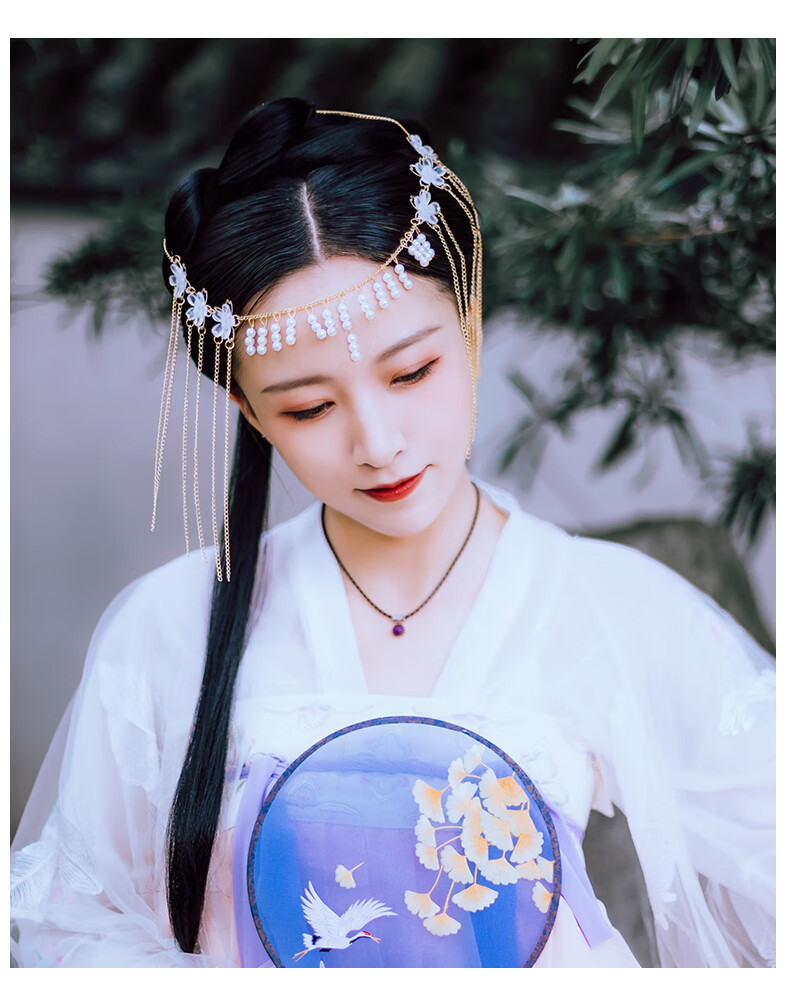 汉服头饰流苏步摇古风发饰大气简约眉心坠发箍古装写超仙配饰品眉心坠