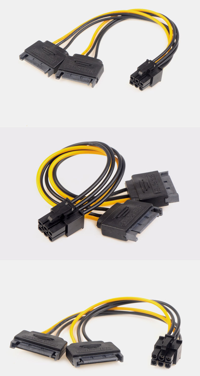 6p转2个sata电源线 方形6pin转sata 6p转sata