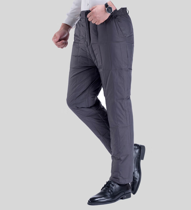 鸭鸭同款男士下装冬天裤子男中老年羽绒裤男女松紧高腰加厚保暖男士