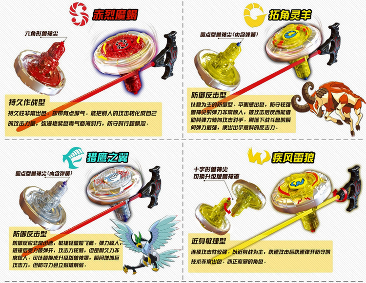 正版灵动魔幻陀螺玩具1代烈焰兽王灭魂飞鲨豪华对战全套