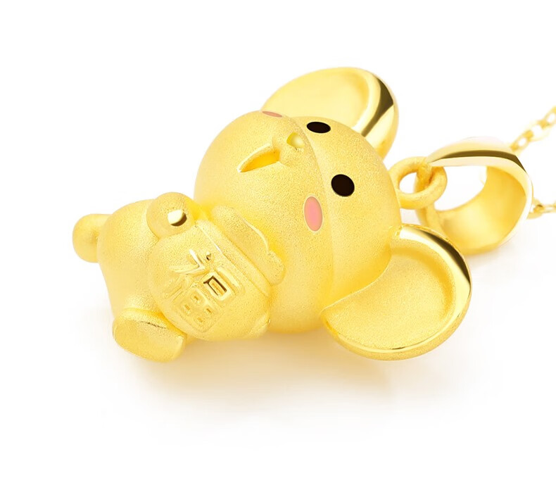 金太福珠宝生肖鼠吊坠黄金999硬足金女士本命年黄金项链坠子足金吊坠