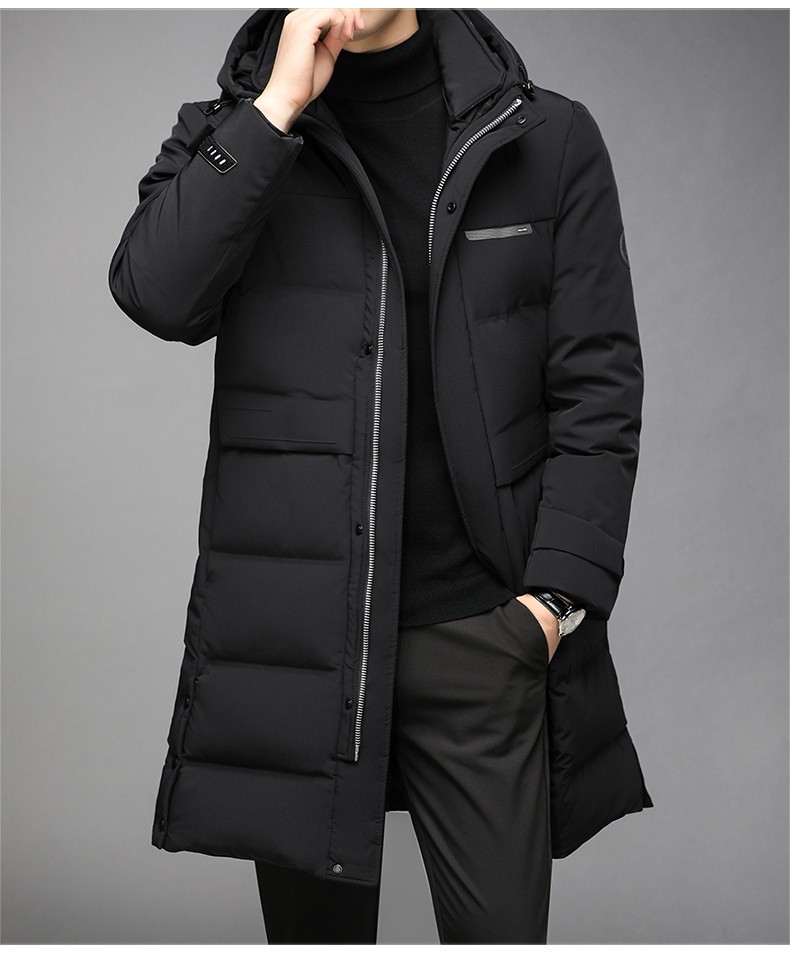 袋鼠羽绒服男中长款过膝连帽可拆卸防风保暖加厚款外套男冬季新款商务