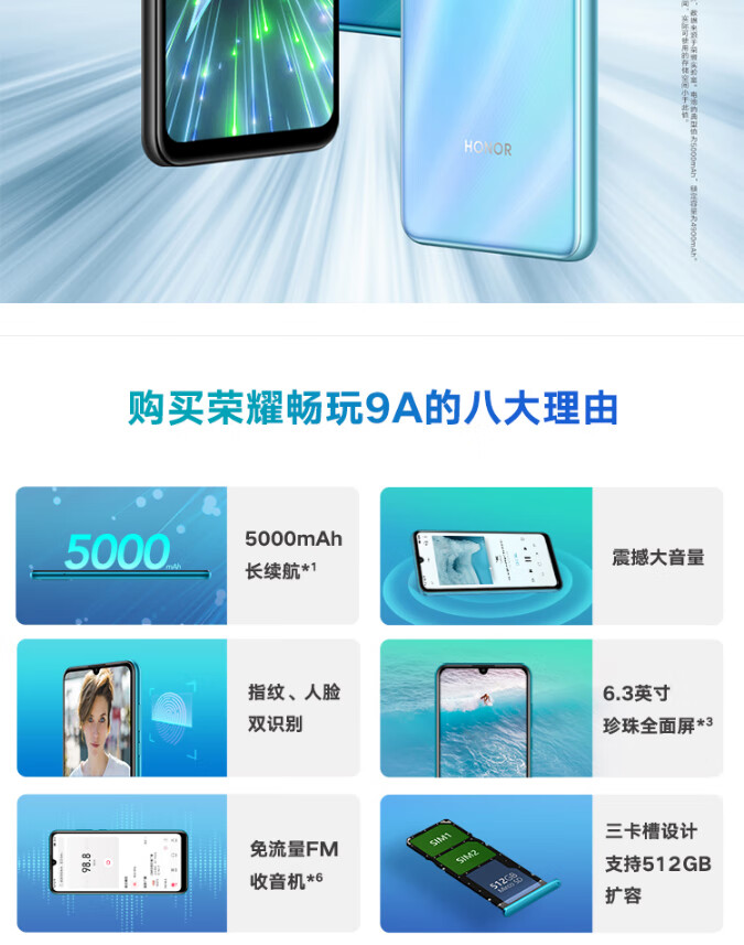 荣耀畅玩9a手机全网通幻夜黑4g64g