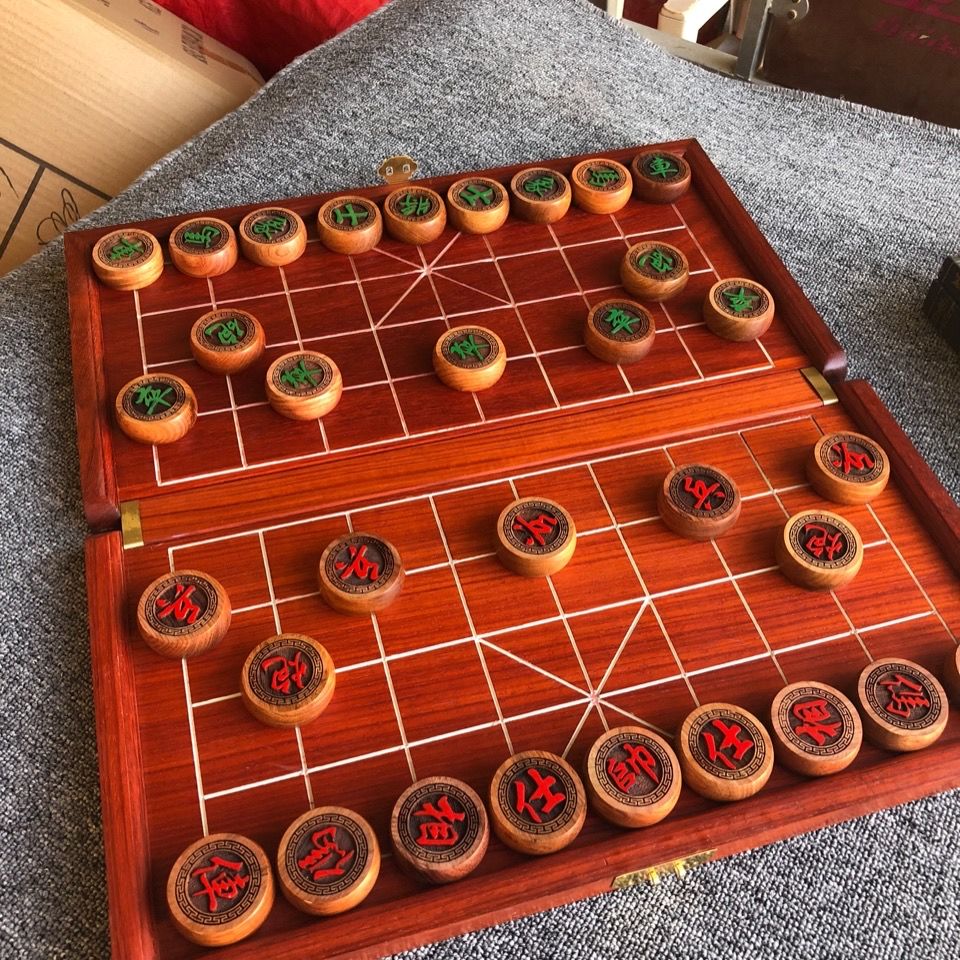 中国象棋棋盘红木象棋盘 折叠棋盘 仿明代中国象棋盘 红花梨折叠刻线