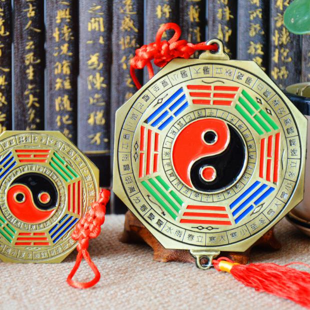 上梁新居门挂件古典乔迁新居合金铜镜阴阳太极八卦镜 小号八角八卦