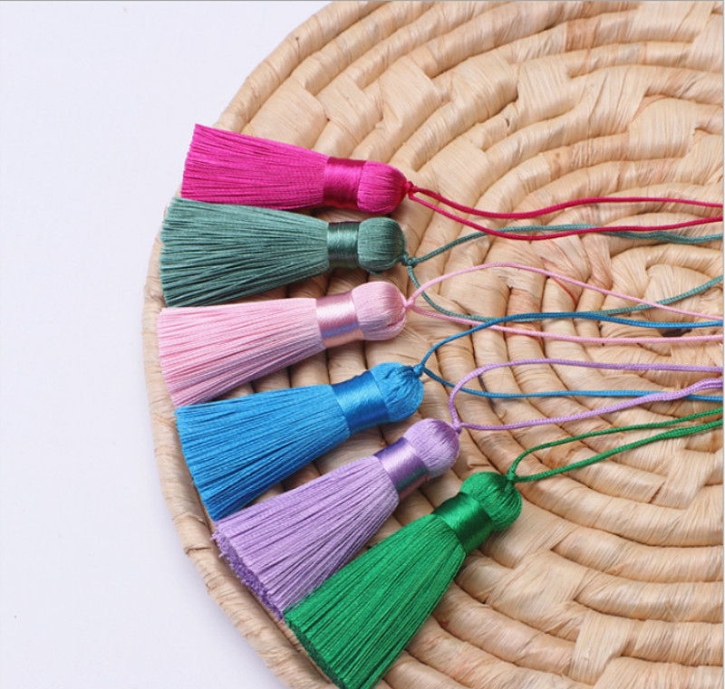 短胖流苏5cm中国结垂直冰丝穗子挂件diy编织手工艺品吊坠配饰 七彩