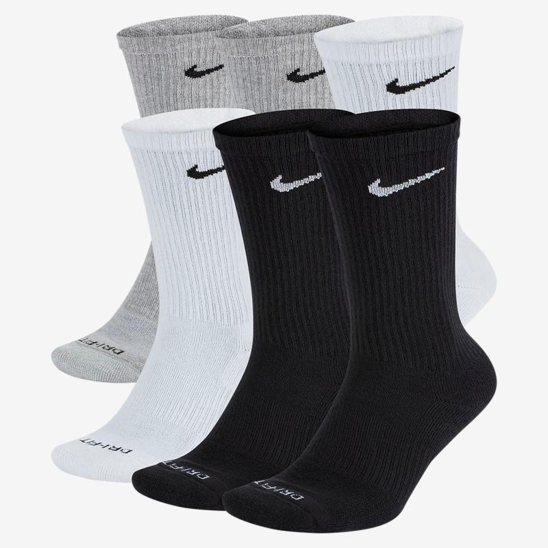 nike nike耐克袜子男袜运动袜中筒船袜6双sx6897 white/black xl (m