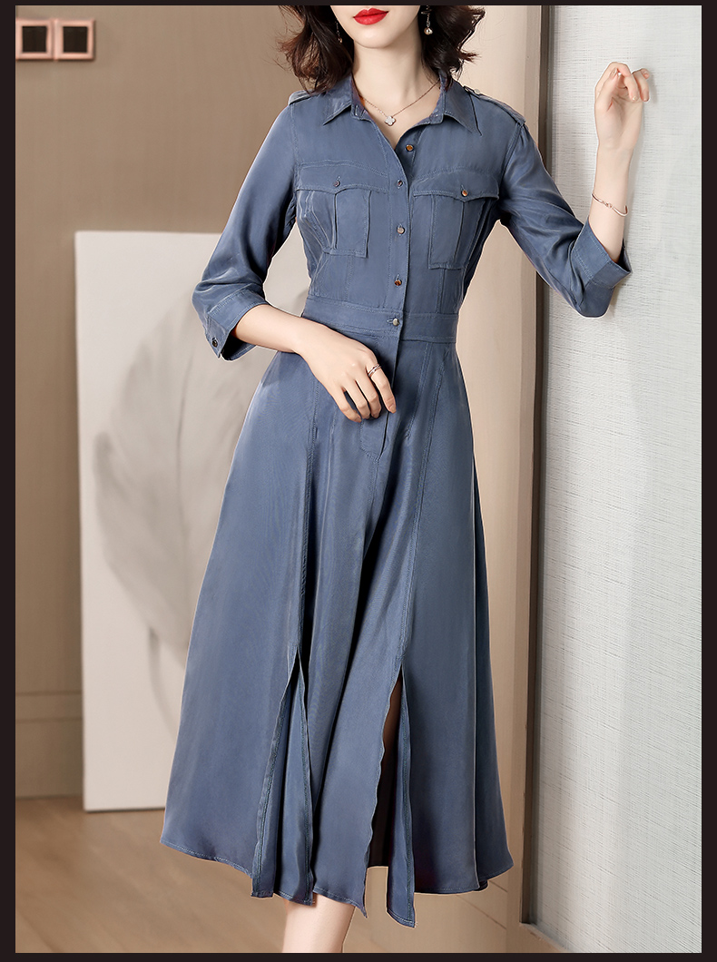 mafeishifigure轻奢品牌时尚七分袖连衣裙女2020春季新款气质收腰显瘦