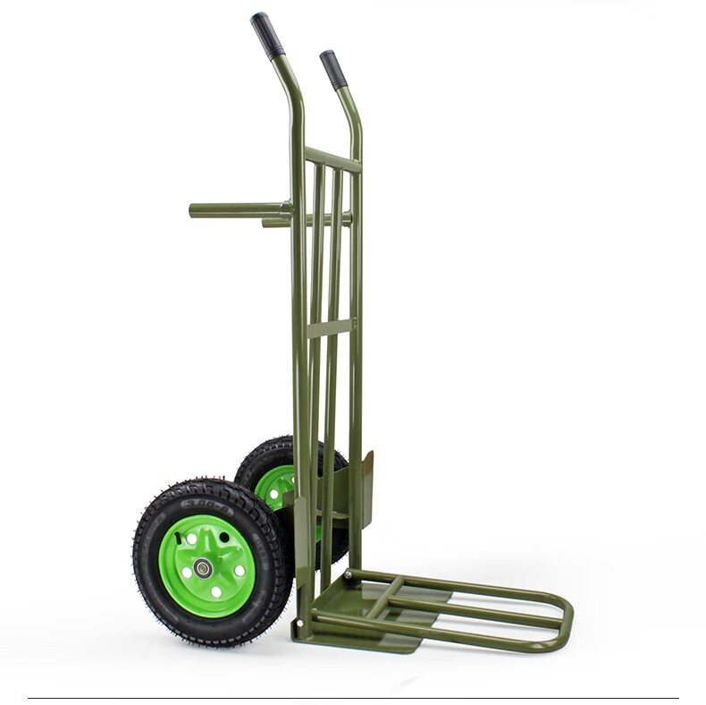 拖车折叠神锤手拉车省力耐用工地人力建筑小推车20厚军绿色带支撑14寸