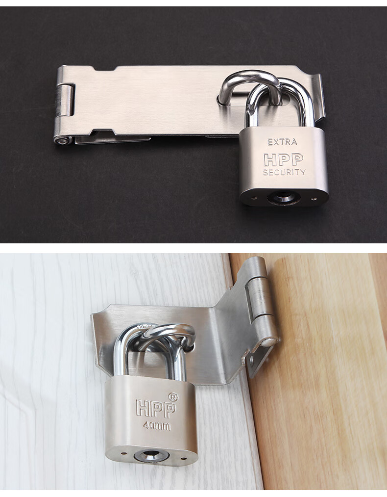 奔新农明装免打孔不锈钢门搭扣插销锁卡老式门锁门栓多用型推拉门中号