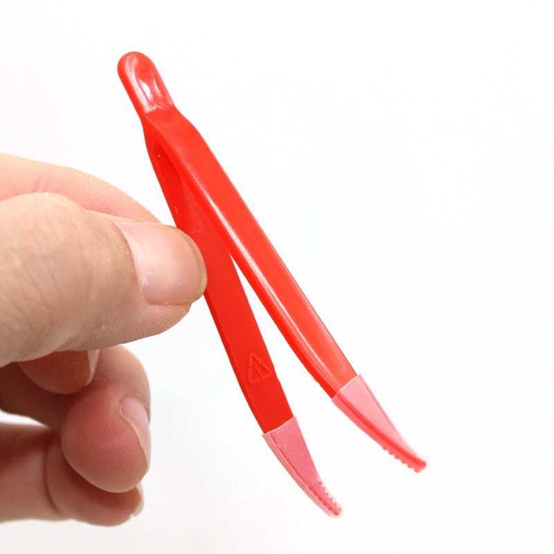 镊子塑胶 级塑料镊子儿童手工diy工具平头弯头安全拼豆夹子玩具 5只