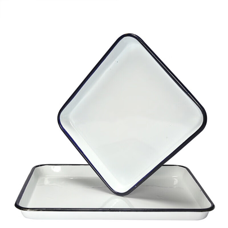 旗舰同款搪瓷方盘调色用搪瓷盘子实验化工消毒盘长方形托盘 无盖 30*