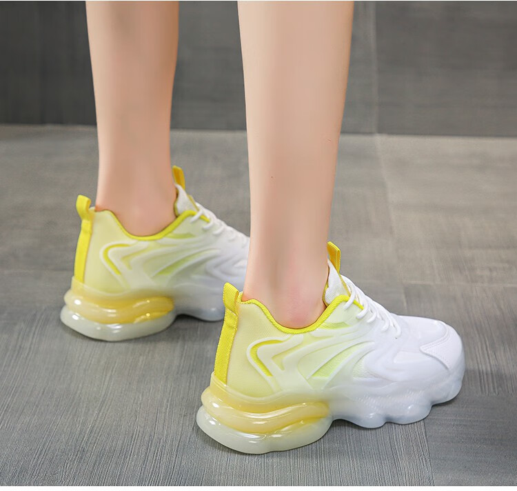 果冻底女鞋女鞋炸街老爹鞋女款春秋2022新双拼色渐变果冻厚底运动鞋