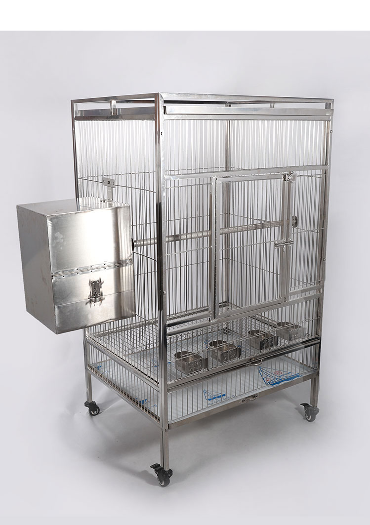 豪华大型不锈钢鸟笼灰鹦鹉笼繁殖笼群鸟笼鹦鹉笼子大号别墅鸟笼 单