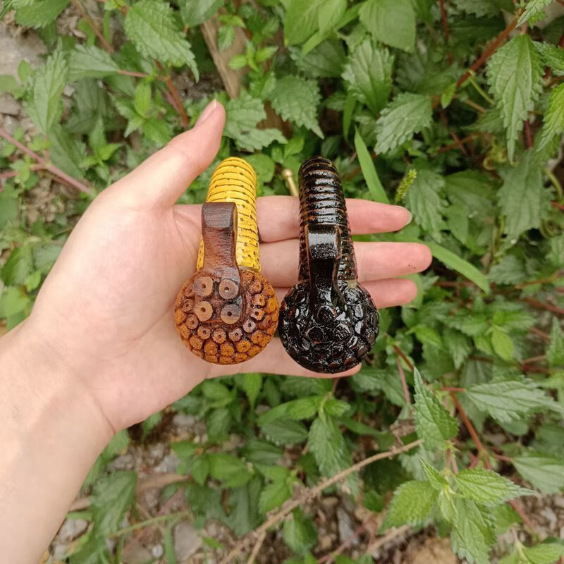 竹节烟杆老式手工烟杆竹根旱烟袋锅烟枪配礼品礼物人工黑竹子烟杆1根