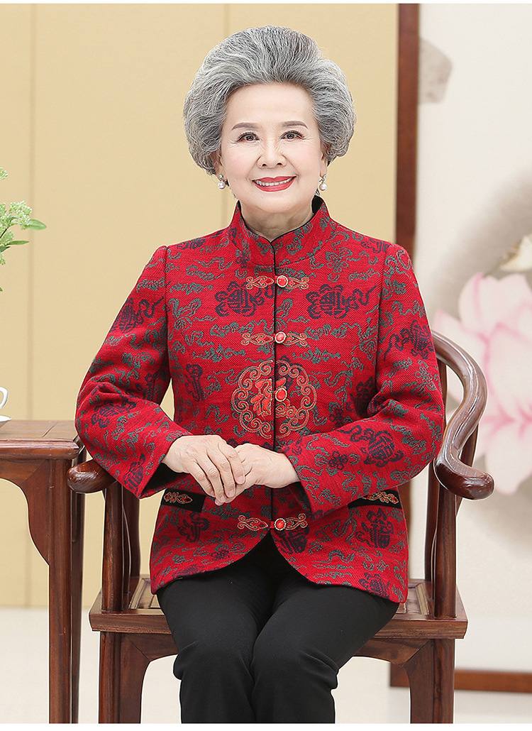 清韵语 奶奶装春秋过寿生日唐装外套 老年人女70岁80妈妈装套装老太太