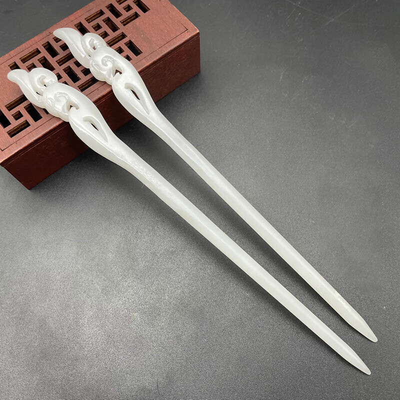 和田玉白玉凤头发簪头饰盘头凤凰簪古风汉服玉簪子民族风拍摄道具