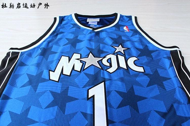 腾讯体育nba魔术队1号麦迪暗星条纹球衣32号奥尼尔哈达威复古刺绣