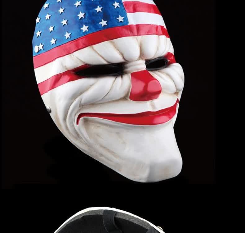 【闪电发货】2022新款收获日2面具树脂收获日2面具 万圣节面具payday2