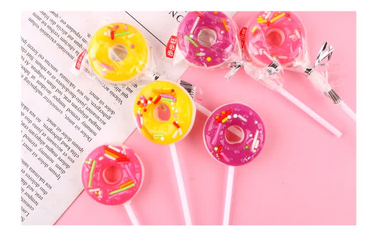 甜甜圈棒棒糖网红糖果创意可爱水果味波板糖儿童小孩零食生日礼物 15
