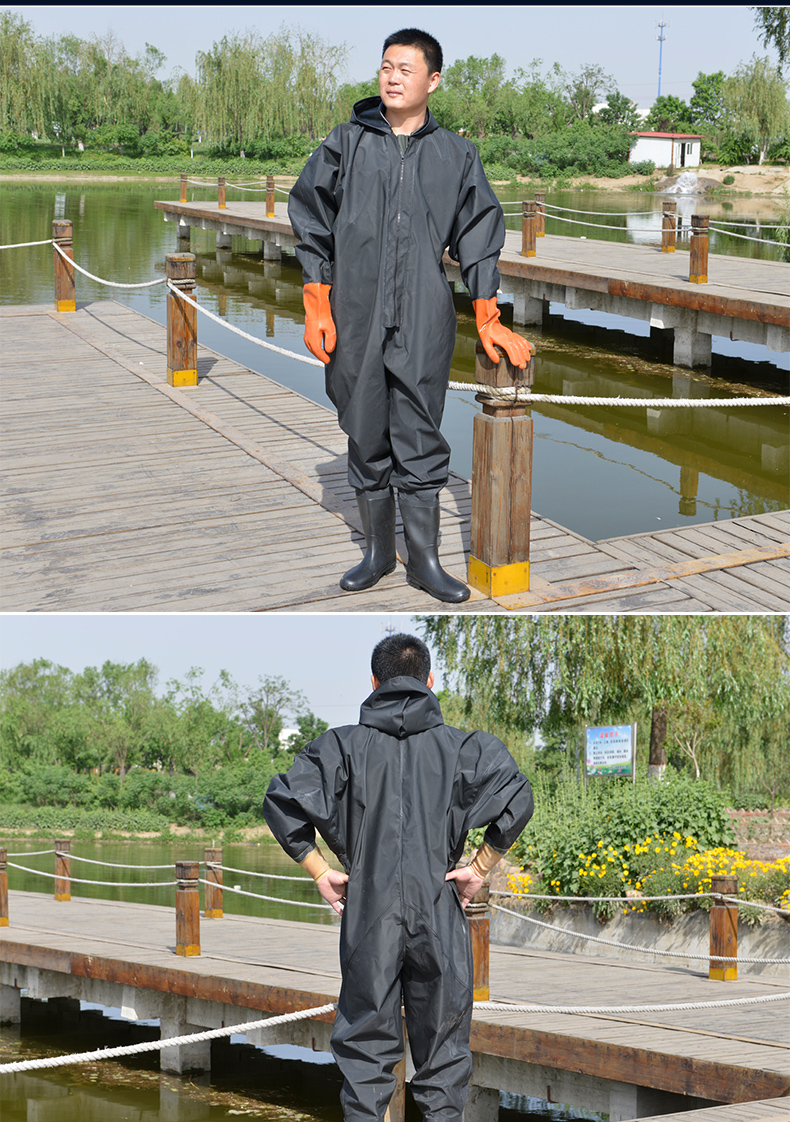 衣钓鱼男涉防水衣服连体雨裤雨衣耐磨加厚黄针织全身袖口105丝44鞋码