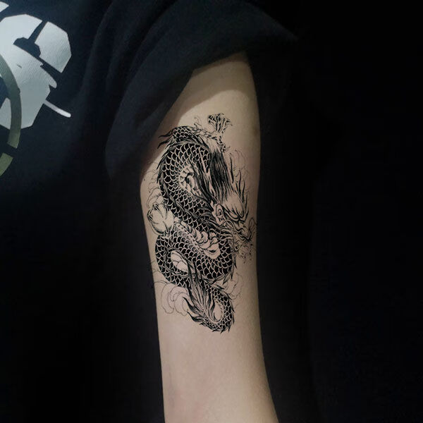 纹身贴花臂苍龙青龙防水纹身贴花臂男女仿真刺青贴龙半臂腿部胸前纹身