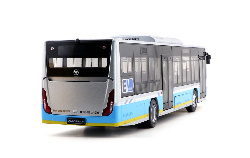 136原厂汽车模型福田欧辉电动巴士北京公交车智蓝版欧辉金色大巴大号