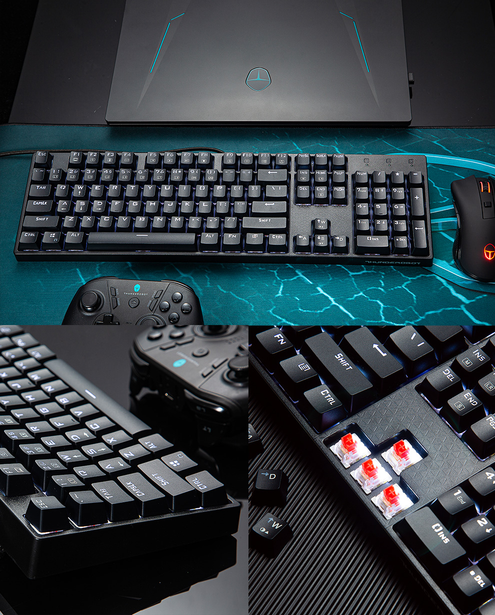 雷神k30 电竞游戏机械键盘104键机械键盘(有线游戏吃鸡键盘 笔记本