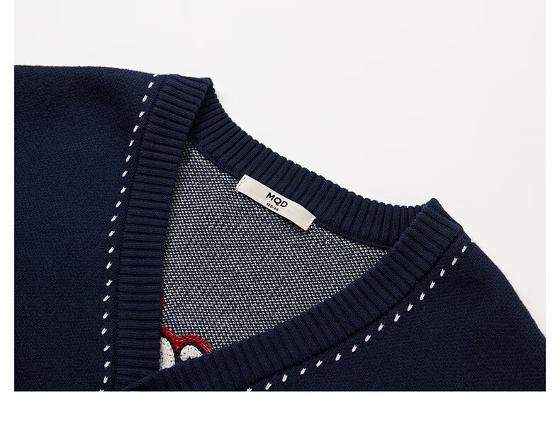 MQD Boys' Autumn New Classic Bear Colorblock V-Neck Sweater Cardigan 9